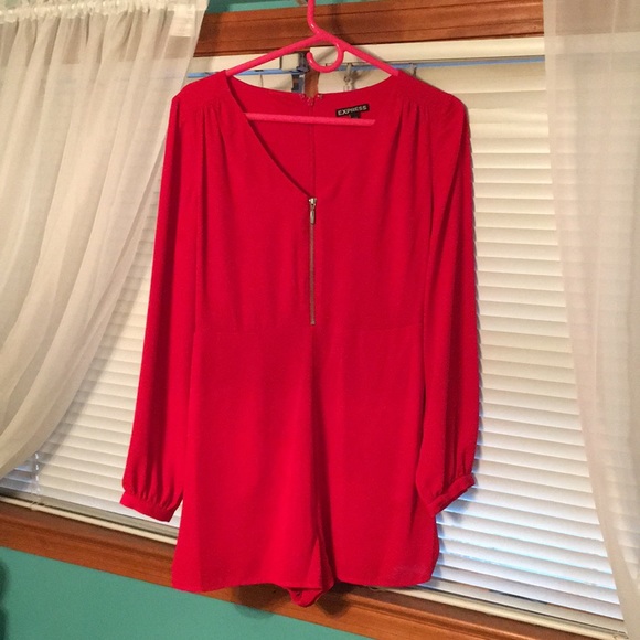 Express Other - Long sleeve red romper